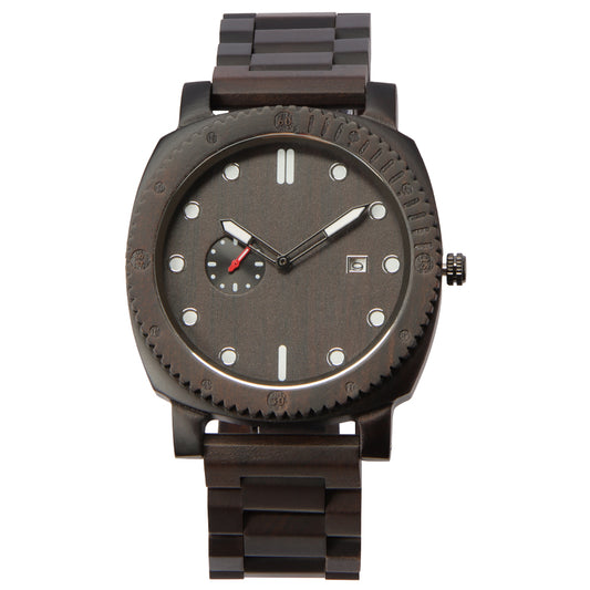 Wooden quartz watch OEM casual personality large dial with two pin calendar luminous watch