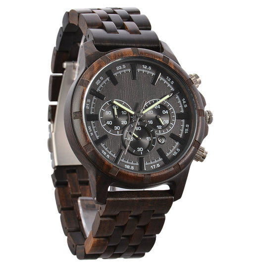Wooden Multifunction Quartz Watch