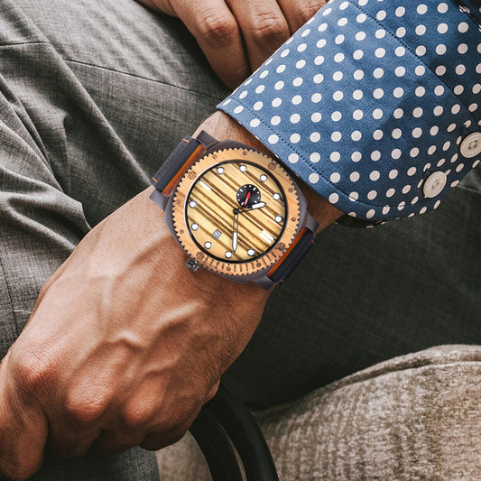 Trendy Creative Wooden Watch Business Multi-function Large Dial Luminous With Date Quartz Watch
