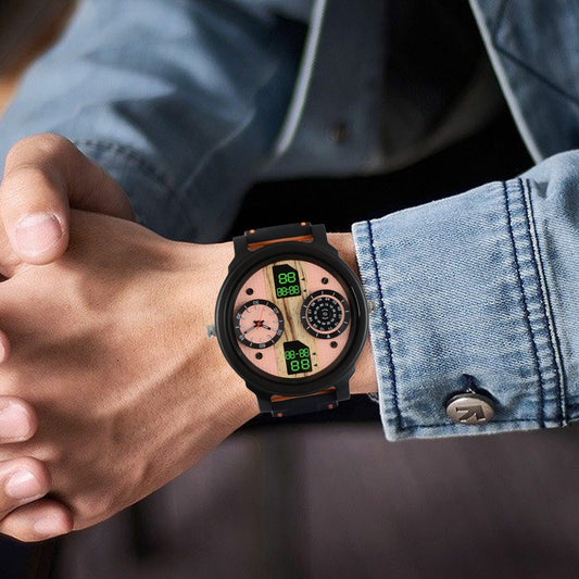 Men's Wooden Watch with Large Dial