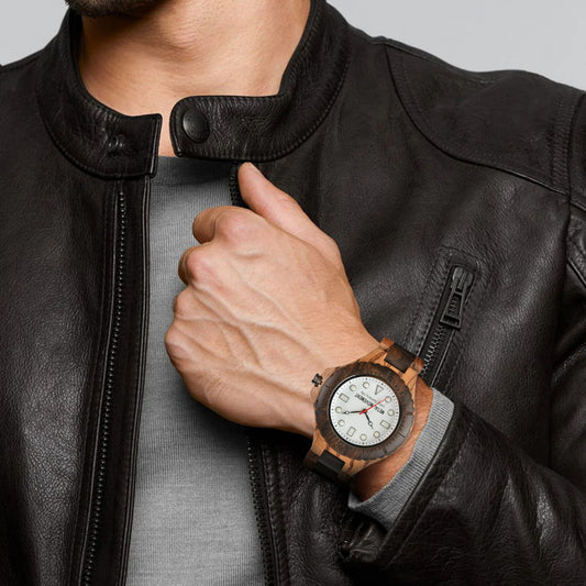Men's Large Dial Wooden Strap Quartz Watch Non Waterproof Simple Pointer Round Multicolor Watch For Men