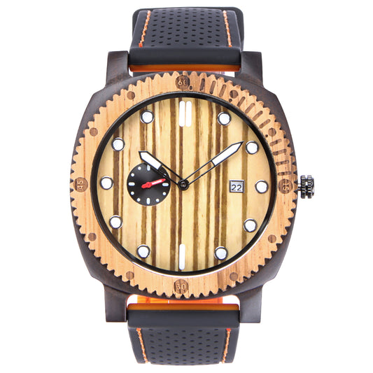 Trendy Creative Wooden Watch Business Multi-function Large Dial Luminous With Date Quartz Watch
