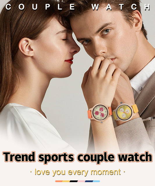 new high-value false three-eyed luminous niche fashion simple color quartz wood watch