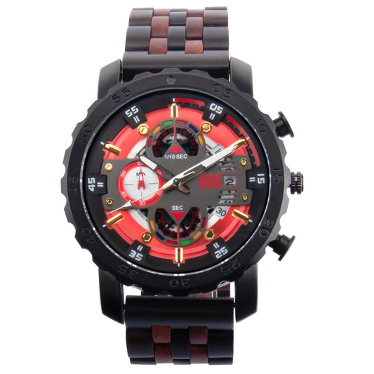 Wooden watch  multi-functional large dial quartz