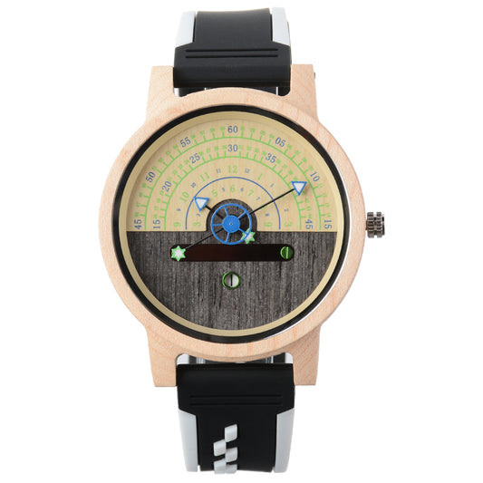 Fashion large dial quartz wood watch