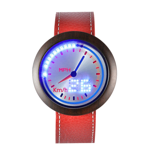 Unique LED Touch Screen Men's Digital Quartz Watch Nature Wood Leather Strap