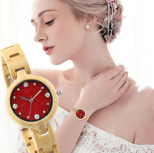 New style wooden watch ladies quartz