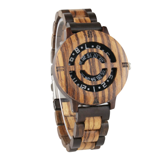 Men's Quartz Wooden Watch Without Hands