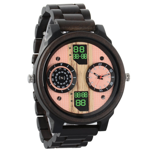 Cross-border casual large dial quartz watch trend domineering wooden watch