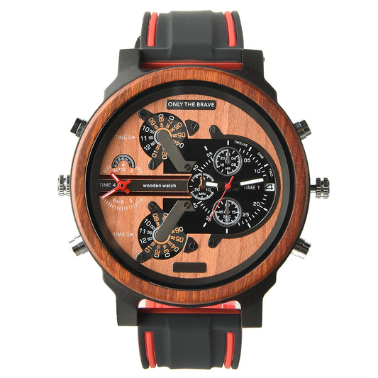 Hot selling men's giant watches trend multi-functional beautiful big dial wooden watch