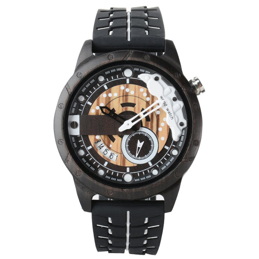 Wristwatches Quartz Men's Watch Blue Clock Brake Disc Wooden Date Fashion Watches For Men