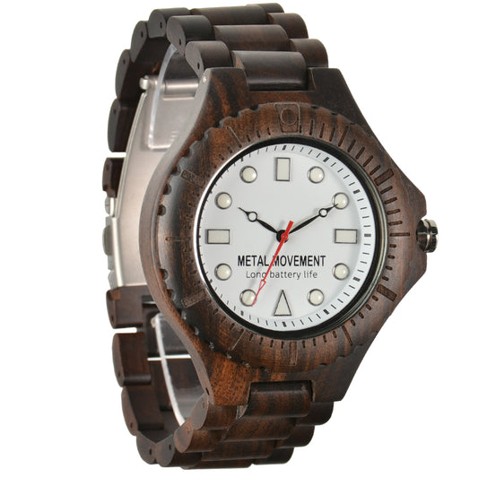 Men's Large Dial Wooden Strap Quartz Watch Non Waterproof Simple Pointer Round Multicolor Watch For Men