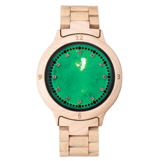 Natural Wooden LED Watch Diamond Display Wooden Strap Watch Fashion Men Watch