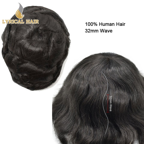 LYRICAL HAIR US STOCK Men Toupee Fine Monofliament Durable Mens Hair System Human Hair Mens Hairpiece|Fast Shipping USA