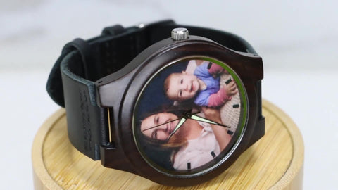 Customizable Wooden Watch – Unique Engraved Photo Wood Watch for Men & Women