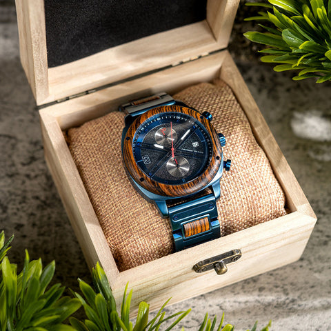Men’s Wood & Metal Modern Chronograph Watch SMT3017