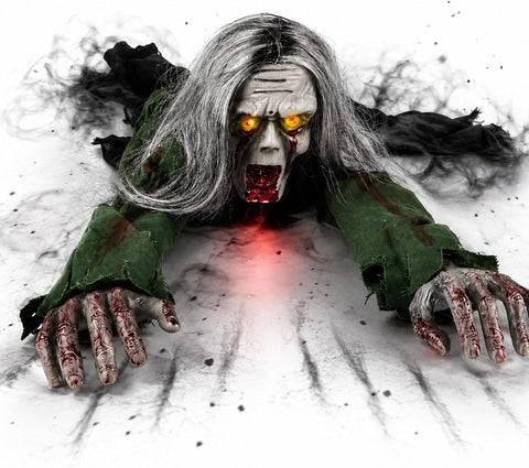🎃Flash Sale🔥Halloween Scary Yard Decorations, Electric Crawling Ghost Horror Voice Skeleton
