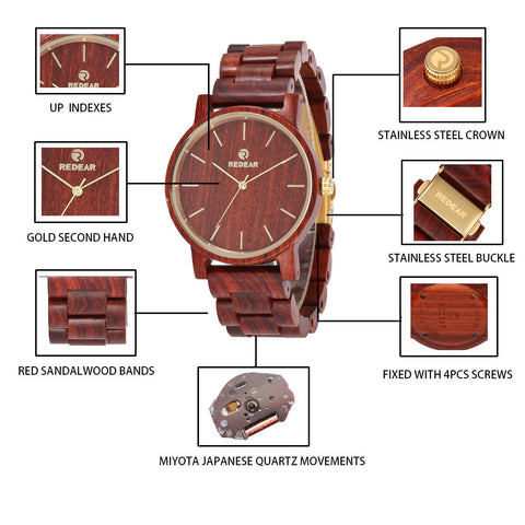 Vintage Classic Sandel Wooden Men's Watch - Retro Style Analog Quartz Wristwatch for Casual & Formal Wear