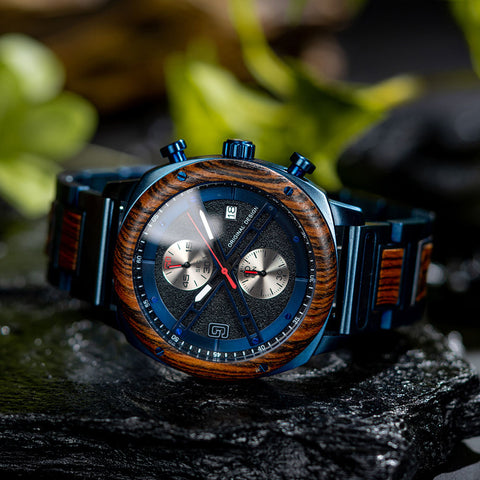 Men’s Wood & Metal Modern Chronograph Watch SMT3017
