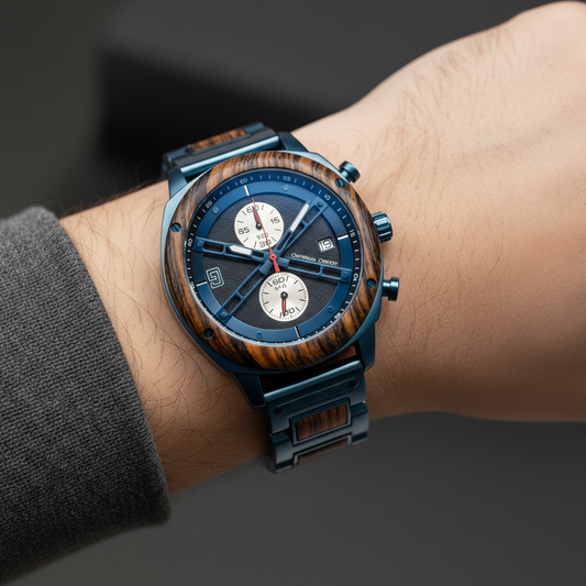 Men’s Wood & Metal Modern Chronograph Watch SMT3017