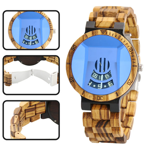 New concept men's hands-free quartz wooden men bracelet watch