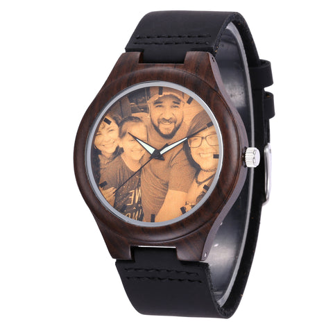 Customizable Wooden Watch – Unique Engraved Photo Wood Watch for Men & Women
