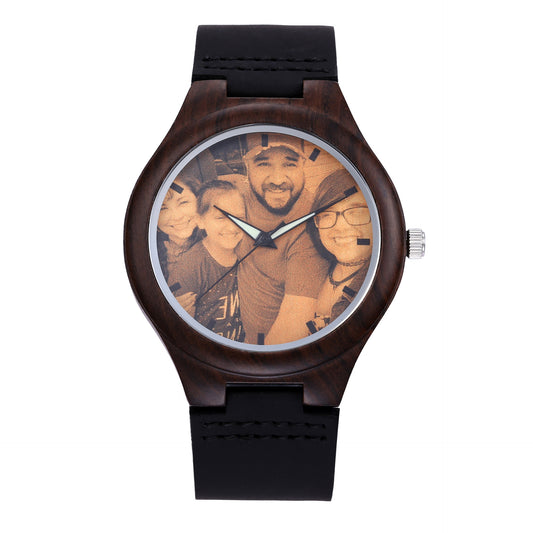 Customizable Wooden Watch – Unique Engraved Photo Wood Watch for Men & Women