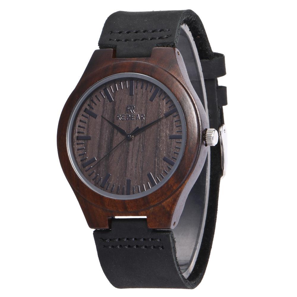 Premium Men's Ebony Wooden Watch - Gift Box Included - Engravable Back - Unique Anniversary/Birthday Present