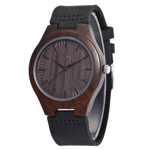 Premium Men's Ebony Wooden Watch - Gift Box Included - Engravable Back - Unique Anniversary/Birthday Present