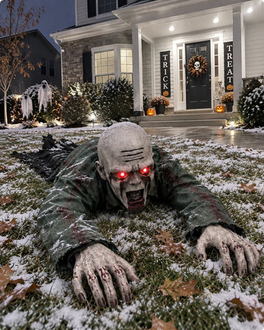 🎃Flash Sale🔥Halloween Scary Yard Decorations, Electric Crawling Ghost Horror Voice Skeleton