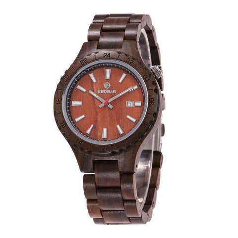 Vintage Classic Sandel Wooden Men's Watch - Retro Style Analog Quartz Wristwatch for Casual & Formal Wear