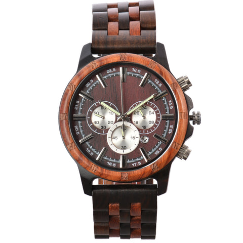 Wooden Multifunction Quartz Watch