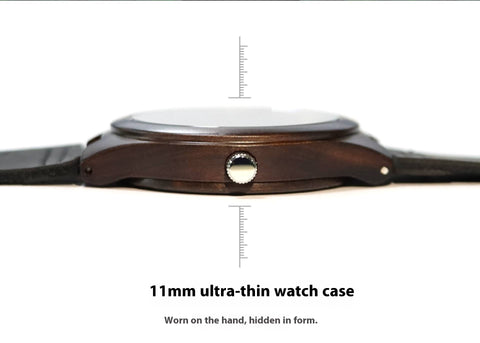 Premium Men's Ebony Wooden Watch - Gift Box Included - Engravable Back - Unique Anniversary/Birthday Present