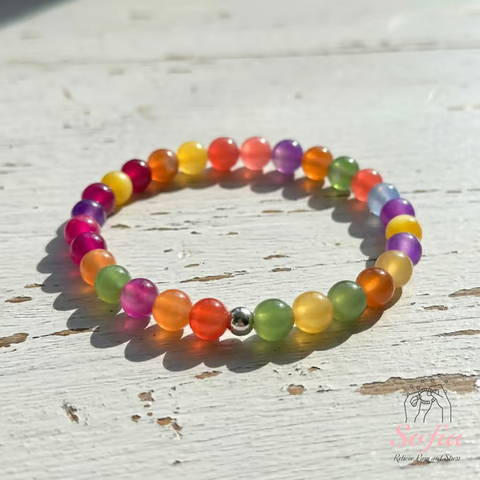 Sofia Dopamine UV Reactive 🌈Rainbow Beaded Choker, Waterproof Stackable Summer Necklace