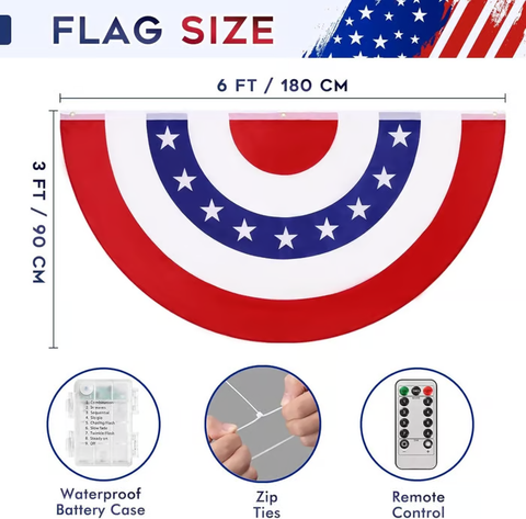 LED Patriotic Bunting Banner for America’s 250th