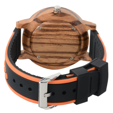 Fashion large dial quartz wood watch