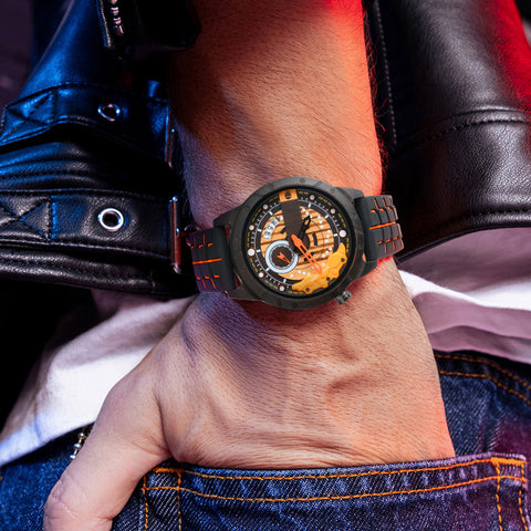 Wristwatches Quartz Men's Watch Blue Clock Brake Disc Wooden Date Fashion Watches For Men