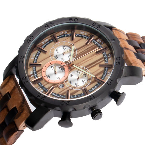 Men watches wood table multifunction quartz watch small three-pin business gift
