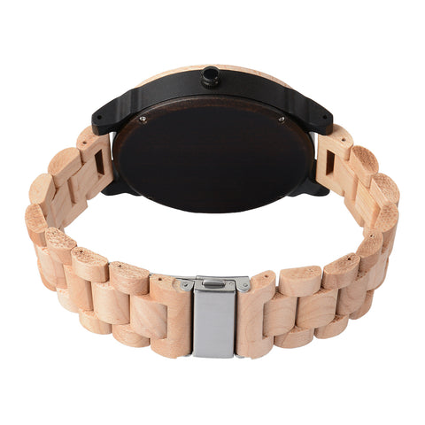 Wristwatches Quartz Luminous Watch Men Wooden Large Dial Dual Time Zones Wristwatch Casual Fashion