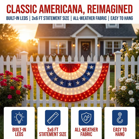 LED Patriotic Bunting Banner for America’s 250th