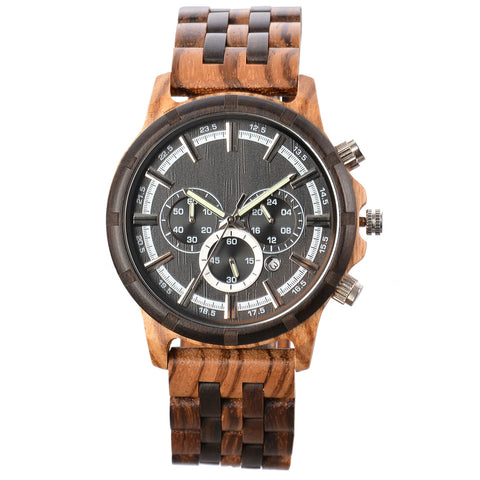 Wooden Multifunction Quartz Watch