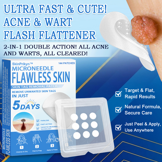 🎁SHIFENMEI™ 2-in-1 Microneedle & Hydrocolloid Patch | Raised Moles,Acne,  Flat Warts & Skin Tags Remover | Improves Wrinkles, Scars & Blemishes | Invisible Pimple Patches for Face & Body | 144 Count