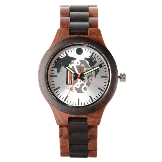 New Adult European and American Casual Fashion Hollow Quartz Wooden Watch
