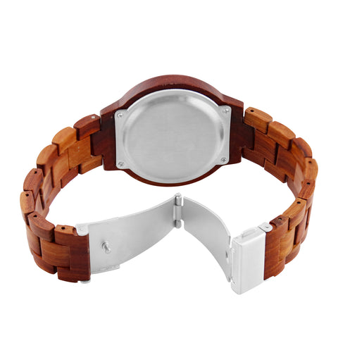 Natural Wooden LED Watch Diamond Display Wooden Strap Watch Fashion Men Watch