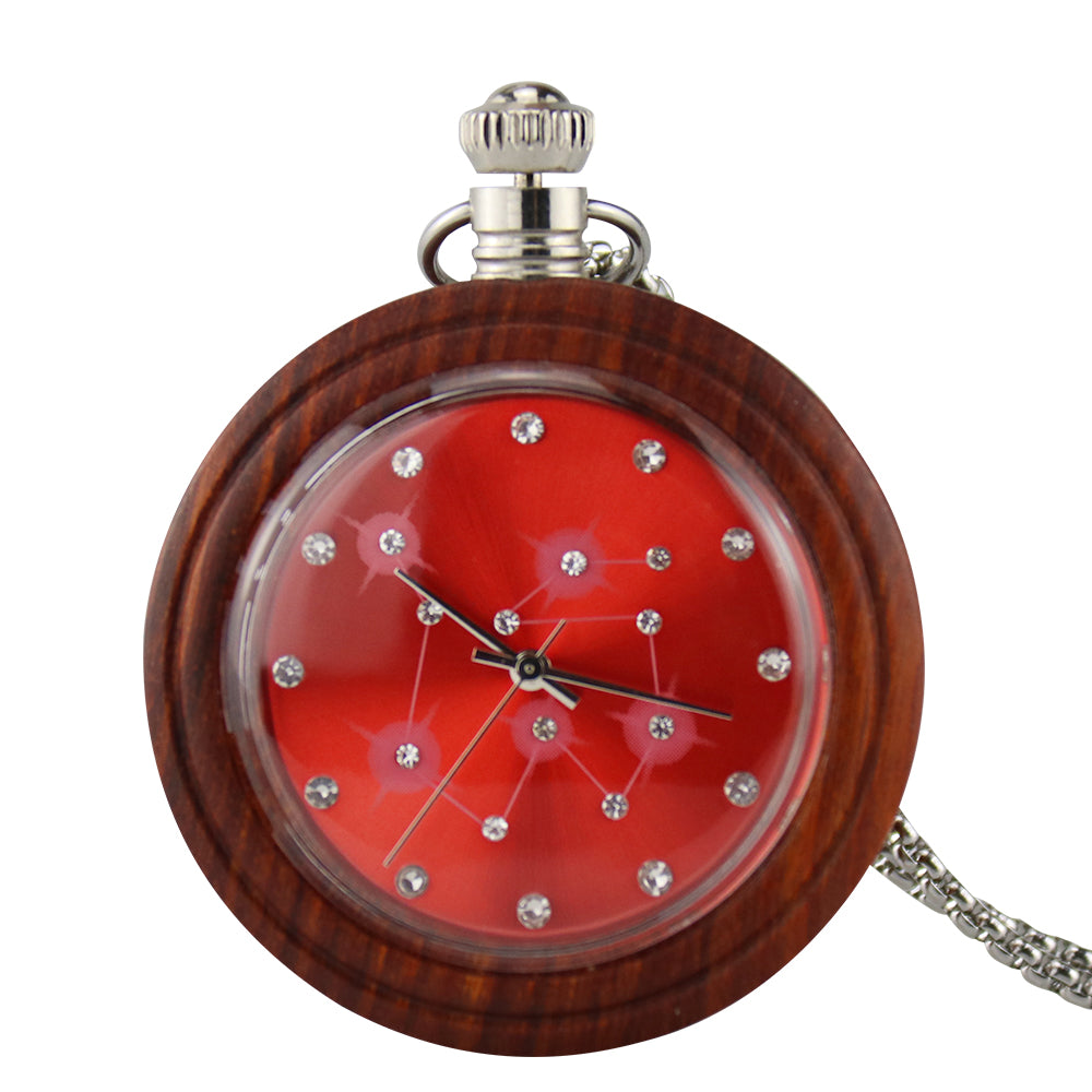 japan handmade round chronograph metal bamboo wood pocket watch for men and women