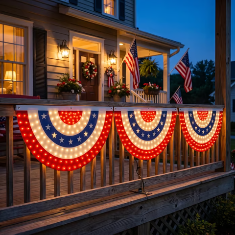 LED Patriotic Bunting Banner for America’s 250th