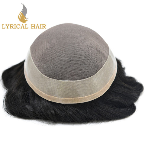 LYRICAL HAIR US STOCK Men Toupee Fine Monofliament Durable Mens Hair System Human Hair Mens Hairpiece|Fast Shipping USA
