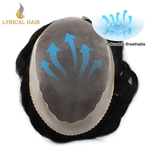 LYRICAL HAIR US STOCK Men Toupee Fine Monofliament Durable Mens Hair System Human Hair Mens Hairpiece|Fast Shipping USA