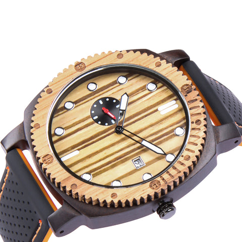 Trendy Creative Wooden Watch Business Multi-function Large Dial Luminous With Date Quartz Watch