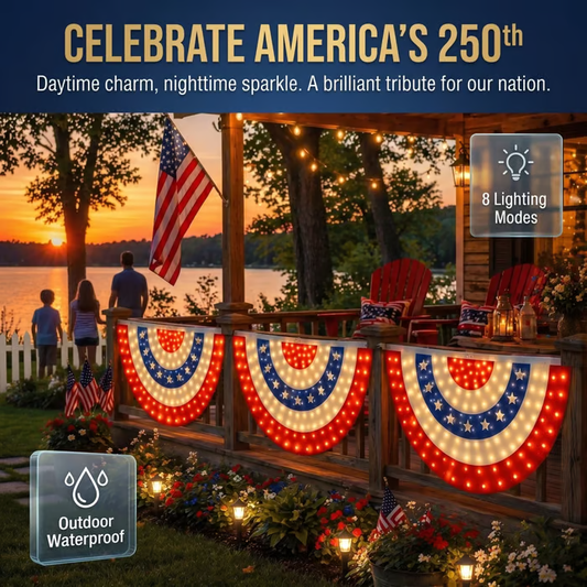 LED Patriotic Bunting Banner for America’s 250th